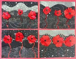 Poppy Collages For Remembrance Day Tissue Paper Scrapbook Paper Glitter Glue Remembrance Day Art Poppy Craft Ww1 Art