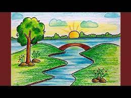 Today, i drew a city sunrise scenery. How To Draw Simple Sunrise Scenery For Kids Easy Scenery Drawing With Oil Pastel Youtube Easy Scenery Drawing Scenery Drawing Scenery Drawing For Kids