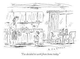 Retro style mother line drawing in kitchen serving muffins. A Schoolboy Speaks To His Mother In The Kitchen By Barbara Smaller