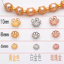 s925银真空镀24k金花托珠托隔片diy饰品配件手工串珠手链材料花帽 jewelry charm bracelet bracelets