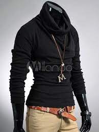 Tee shirt col roulé homme. Tee Shirt Homme En Coton Unicolore Avec Col Roule Milanoo Com