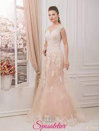 Favorito abiti da sposa rosa: Daidya Abiti Da Sposa Color Cipria Con Pizzo Italia Online Economicosposatelier