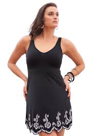 Swimdress With Embroidery Swim Dress Plus Size Swimsuits Fashionable Plus Size Clothing