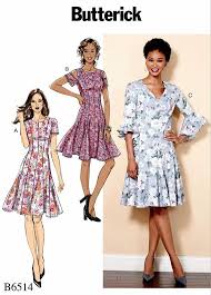 Flared Dress Pattern Petite Dress Pattern Drop Waist Flared Dress Pattern Butterick Sewing Patter Flare Dress Pattern New Look Dress Patterns Sewing Dresses