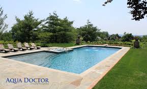 L Shaped Pool With A Fountain At The End Built By Aqua Doctor Pool Patio Designs Building A Pool Pools Backyard Inground