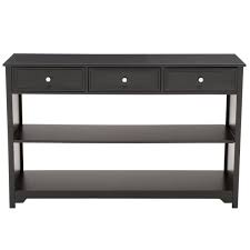 Shop console tables at interiors online. Home Decorators Collection Oxford 7 In Black Rectangle Wood Console Table With 3 Drawers 2914510210 The Home Depot