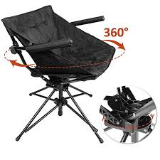 Zenree Collapsible Camping And Sports Hunting Chairs Comfortable Folding Tufted Swivel Chair With Blac Hunting Chair Comfortable Chair Outdoor Folding Chairs