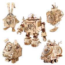 These diy toys are for unisex use and comprise of vivacious colors that attract the attention of kids. Robotime Rokr Robot Steampunk Music Box 3d Wooden Puzzle Assembled Model Building Kit Toys For Children Birthday Gift Model Building Kits Aliexpress