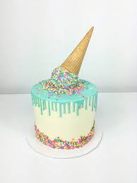 Teal Dripping Ice Cream Cone Cake Ice Cream Cone Cake 14th Birthday Cakes Ice Cream Birthday Cake