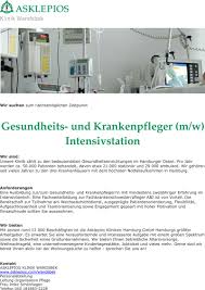 Stellenangebot Gesundheits Und Krankenpfleger M W Fur Die Intensivstation In Hamburg Job