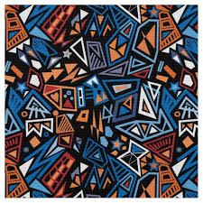 Triangle Pop Art Cool Bright Black Blue Pattern Fabric African Pattern Design Africa Art Design African Pattern Fabric
