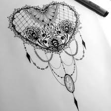 Design Heart Black Lace Lace Tattoo Thigh Tattoos Women Black Lace Tattoo