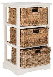 It has thick bars which make the microwave storage shelf durable, stable it has a white color and two drawer units. Three Tiered Basket Storage Shelf Ashley Furniture Homestore Shelf Baskets Storage Storage Baskets Wicker Baskets Storage