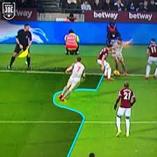But he was offside, anyway. Pic Liverpool Goal Miles Offside Claretandhugh