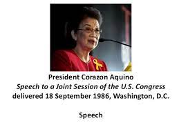 Cory aquino's historic speech before the u.s. Corazon Aquino S Speech