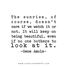 Bird Doesn T Care About Being Eaten The Sunrise Of Course Doesn T Care If We Watch It Or Not It Will Keep On Being Beautiful Even If No One Bothers To Look At It Life Quotes To Live