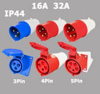 16A/32A Industrial Plugs & Sockets Connectors 3 Phase 3/4/5 Pin IP44  Waterproof | eBay