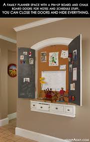 Family Calendar Area In Kitchen With Chalk Board Painted Doors That Close To Hide It All I Really Like This Home Diy Diy Home Decor Home Decor