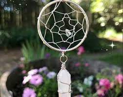 Healing Crystal Dream Catcher Rearview Mirror Decoration Etsy Rear View Mirror Decor Dream Catcher Rose Quartz Crystal