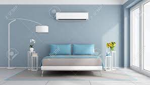 Designed to a cool room up to 450 square feet, the air conditioner is the perfect cooling solution for your home. Blue Contemporary Bedroom With Air Conditioner 3d Rendering Stock Photo Picture And Royalty Free Image Image 55875131