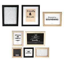 Avec tout ceux que les gens jettent tu pourrais recuperer du bois des planches,. Set De 8 Cadres Photos Pour Composition Murale Bois Et Noir Pas Cher Achat En Ligne Zodio