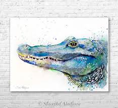 Alligator Watercolor Painting Print By Slaveika Aladjova Art Etsy In 2021 Alligators Art Watercolor Paintings Animal Art