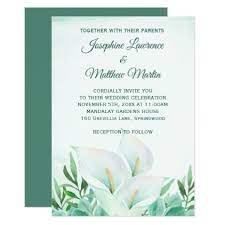 White Calla Lily Monogram Wedding Invitations Flowers Floral Flower Design Unique Monogram Wedding Invitations Floral Bridal Shower Invitations Lily Wedding
