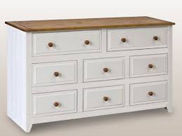 Large solid wood chest of drawers / tallboy painted in cool beans by frenchic. Core Capri White And Pine 6 2 Wide Low Chest Of Drawers Flat Packed