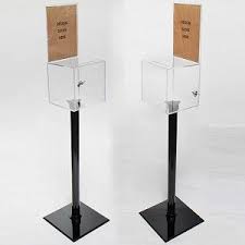 Floor Standing Clear Plastic Ballot Box With 8 5w X 11 Sign Holder Free Shipping Ballot Sign Holder Suggestion Box