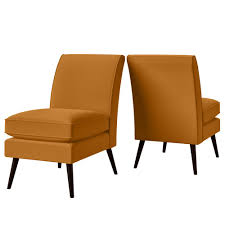 Handy Living Gaby Mid Century Modern Armless Chairs In Mustard Gold Velvet Set Of 2 A156721 The Home Depot