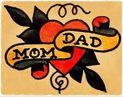Mom Heart Dad Banner Vintage Sailor Jerry Inspired Traditional Tattoo Poster Sailor Jerry Tattoos Sailor Jerry Tattoo Posters