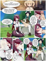 1boy 2girls balls barbara (genshin impact) big penis blush comic  cum cum in jar deareditor dialogue drinking cum fellatio female femboy  femboy on female genshin impact girly huge cock