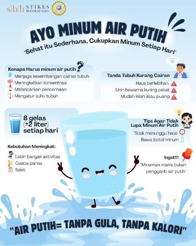 💧 Minum air putih, kebiasaan sehat setiap hari Sehat itu sederhana  cukupkan kebutuhan cairan tubuh dengan air putih 💧 Minum ±8 gelas sehari  membantu menjaga konsentrasi, melancarkan pencernaan, dan mencegah  dehidrasi. 🌱