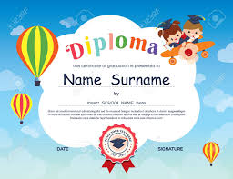 This adorable design is appropriate for elementary and preschool students. Preschool Elementary School Kids Diploma Certificate Background Royalty Free Cliparts Vectors And Stock Illustration Image 40949174