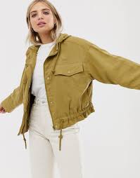 Pin By Bahar On Model Olive Bomber Jacket Hooded Bomber Jacket Jackets For Women
