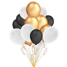 Black And White Balloons Transparent Background Event Balloons Black White And Gold Balloons Graduation 50th Birthday Retirement Party Balloon Decorations Party Gold Balloons Black And White Balloons
