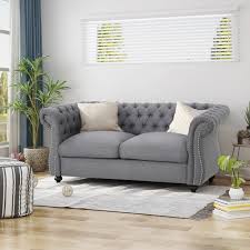 Quinones 54'' wide rolled arm chesterfield loveseat andover mills™ fabric: Somerville Chesterfield Polyester Loveseat By Christopher Knight Home On Sale Overstock 22539018