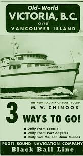 Black Ball Ferry Port Angeles Washington Black Ball Brochure From 1948 For The New Chinook Ii Ferry North America Travel Old Ads Vancouver Island