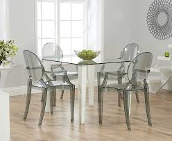 Buy The Madison 90cm Clear Glass Dining Table With Philippe Starck Style Ghost Chairs At Oak Furniture Superstore Mobilier De Salon Design Philippe Starck