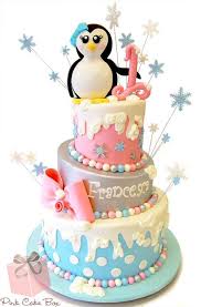 Francesca S Winter Wonderland Birthday Cake Birthday Cakes Winter Wonderland Cake Pink Cake Box First Birthday Cakes