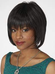 Human Hair Wigs Bob Blunt Fringe Layered Short Wig Hairstyles Hair Styles Short Wig