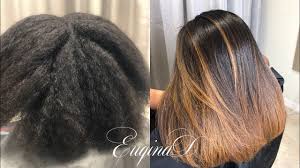 With the seasons changing, it's the perfect time to get a brazilian blowout! Balayage Brazilian Blowout Black N Kinky To Caramel Straight Natural Hair Youtube