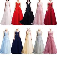 Robe longue par maid to measure. Iwemek Elegant Demoiselles D Honneur Des Femmes Double V Cou Dentelle Tulle Appliques Sans Manches De