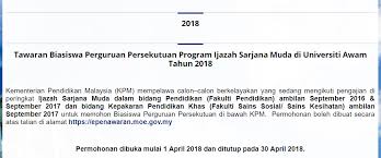 Biasiswa Kpm Untuk Pelajar Yang Sedang Mengikuti Pengajian Ijazah Sarjana Muda Pendidikan Di Universiti Awam