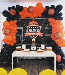 Basketball Theme Full Arch Balloondecoration Partydecorations Basketball Themed Birthday Party Sports Themed Birthday Party Basketball Theme Birthday