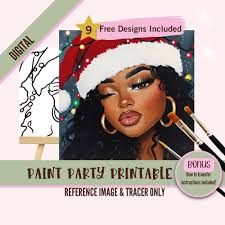 Weihnachtsmann Helfer Sip and Paint Party Kit Leinwand, Vorgezeichnete  Vorlage für DIY Art Partys, druckbare Schablone, Paint Night Png Outline,  Digital