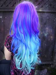 On Sale Neon Galaxy Purple Dark Clue And Aqua Blue Long Curly Wavy Layered Wig Cosplay Costume Halloween O Hair Color Crazy Cool Hair Color Hair Styles