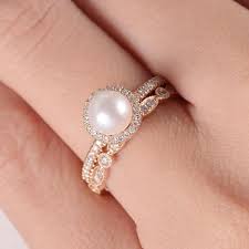 Akoya Pearl Engagement Ring Rose Gold Art Deco Wedding Band Etsy In 2020 Pearl Wedding Ring Pearl Engagement Ring Rose Engagement Ring