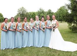 Long Light Blue Bridesmaid Dresses With Light Blue And Pink Flowers Light Blue Bridesmaid Dresses Wedding Blue Bridesmaid Dresses