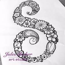What if, instead of using an already existing font, you could draw beautiful hand lettering that's full of personality? Digital Coloring Page Letter S From Letter Etsy Doodle Art Letters Doodle Coloring Doodle Art Designs